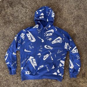 Nike Mens Hoodie Hooded Sweatshirt Mens Fleece Blue